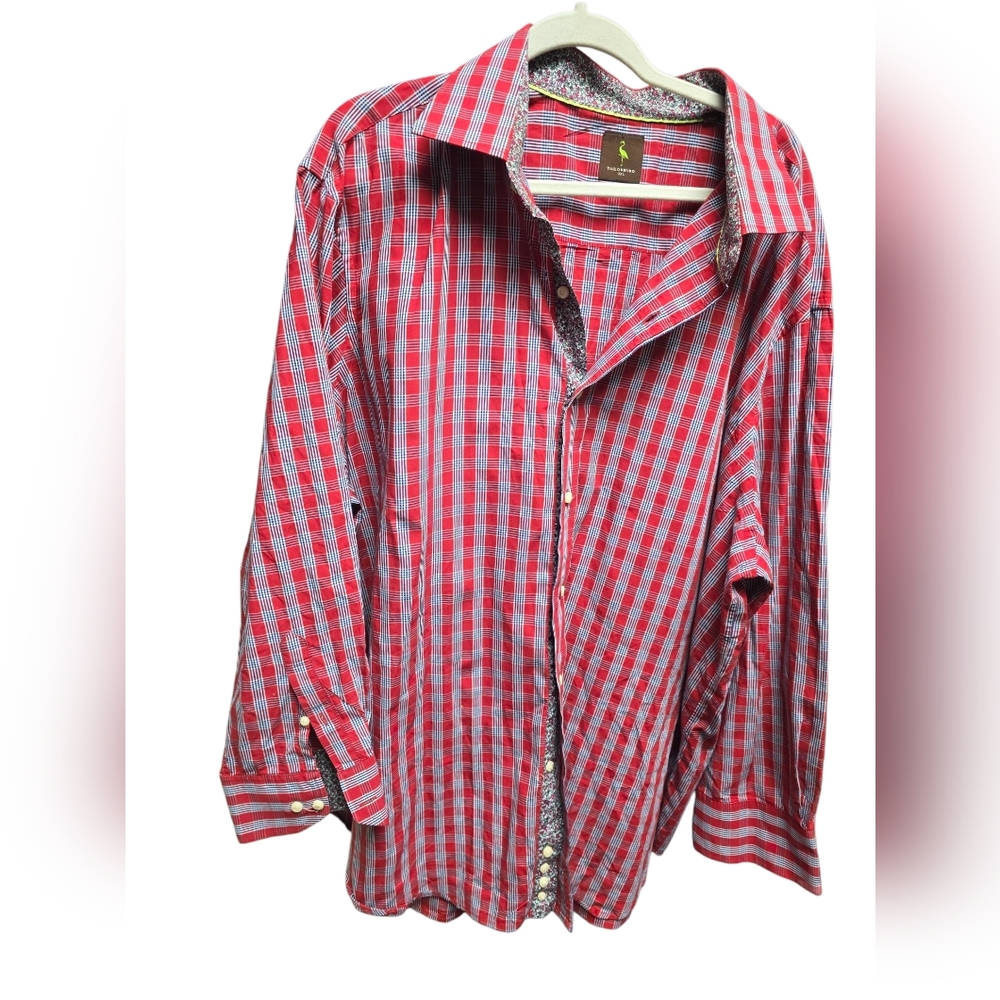 Tailorbyrd Men's Long Sleeve Button Down Red PLaid Shirt Size 3XL